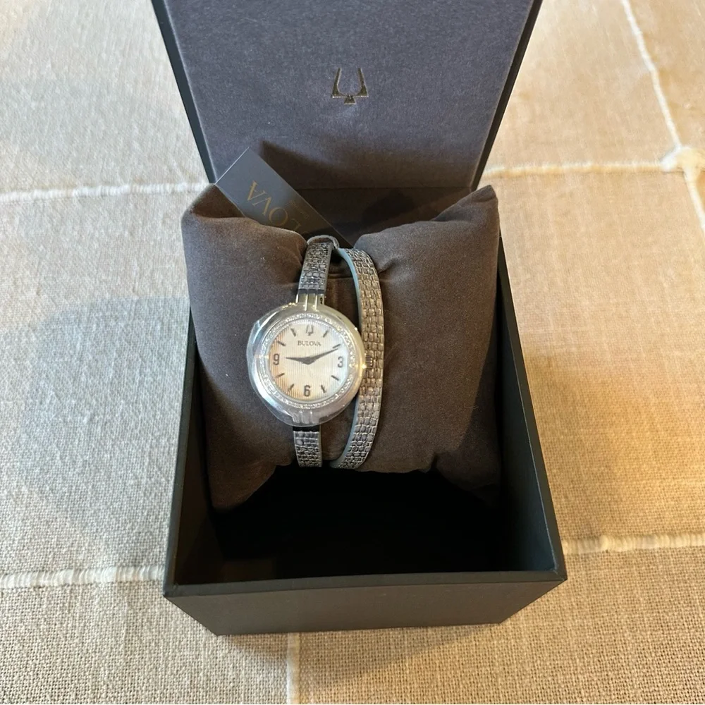 NWT Bulova | Diamond Rhapsody Quartz White Dial Wrap Around  display picture 1
